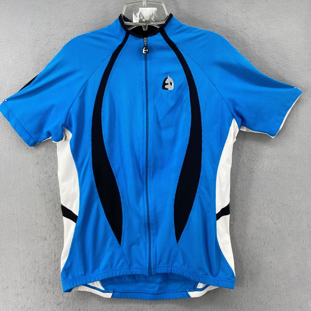 Etxeondo Cycling Jersey Mens XL‎ Full Zip Short Sleeve Blue Black White Logo